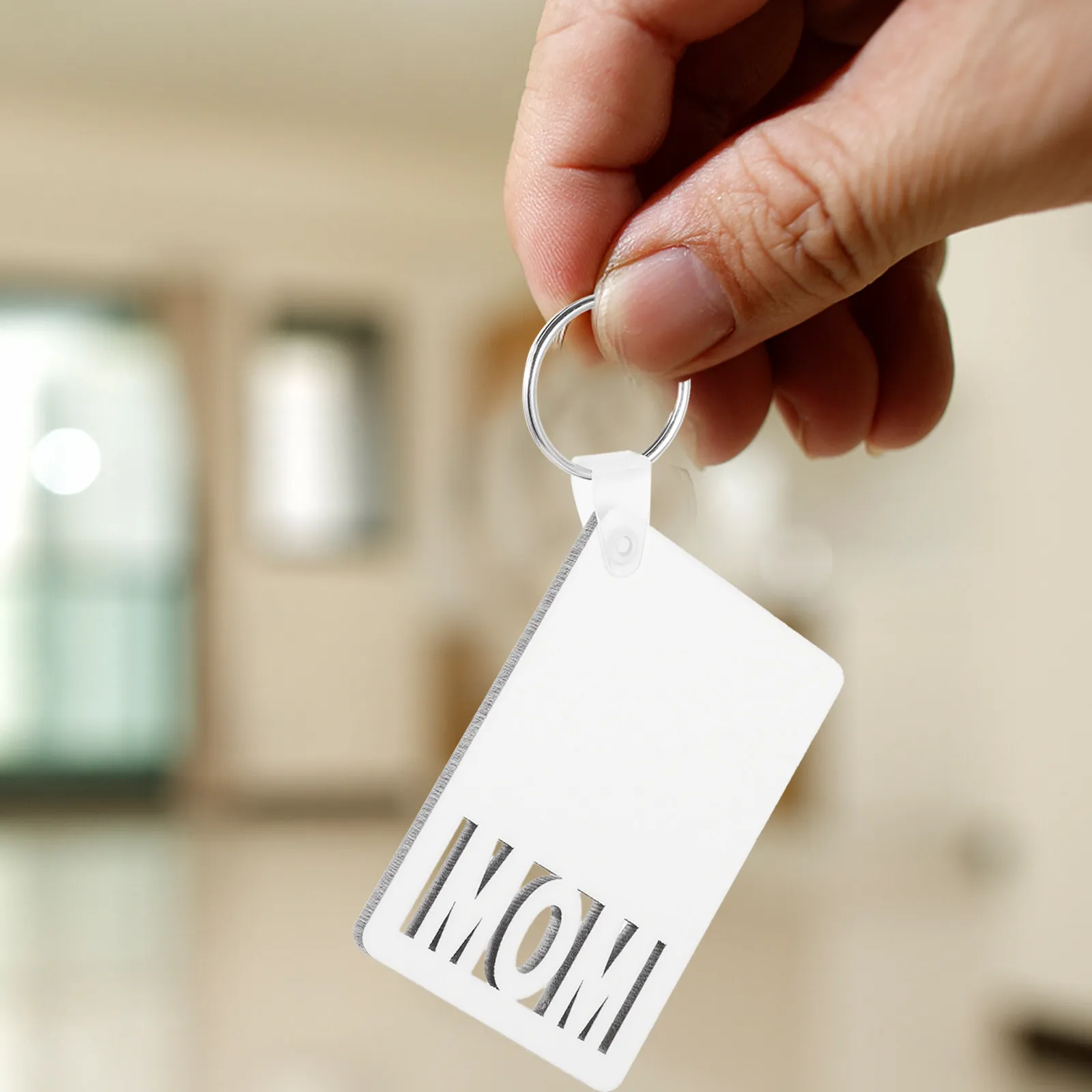 6Pcs Sublimation Blank Mom Sign Keyring DIY Heat Transfer Keychain for Mother's Day Gift Decor Bag Backpack Purse Handbag