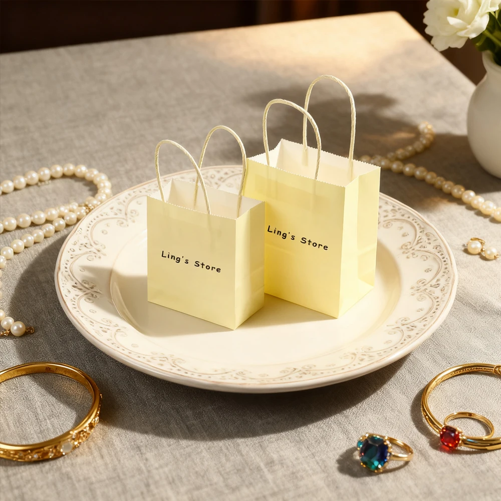 

24/50/100 шт. персонализированные ювелирные изделия, подарочная упаковка, сумки с ручкой из крафт-бумаги, дорожные сумки для покупок, парфюмерные конфеты, косметический органайзер