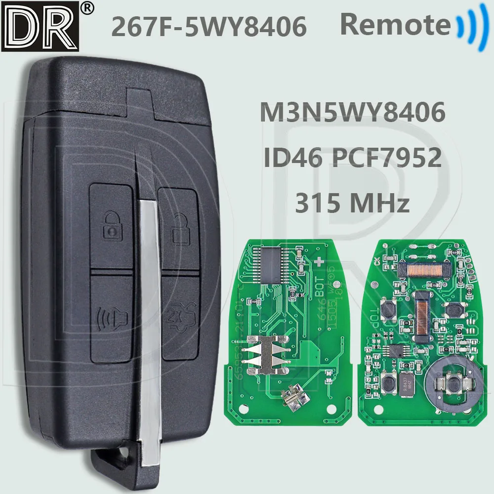 

DR M3N5WY8406 ID46 PCF7952 315MHz Keyless Go Car Remote Key For Lincoln MKS MKT Ford Taurus 2009 2010 2011 2012