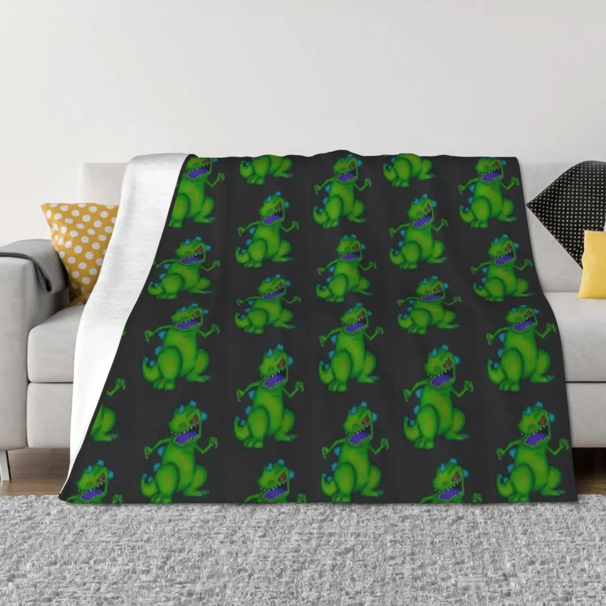 

Reptar Rugrats Pencil Drawing Dinosaur T-Rex Nickelodeon Throw Blanket Flannel Fabric Luxury Brand Baby Travel Blankets