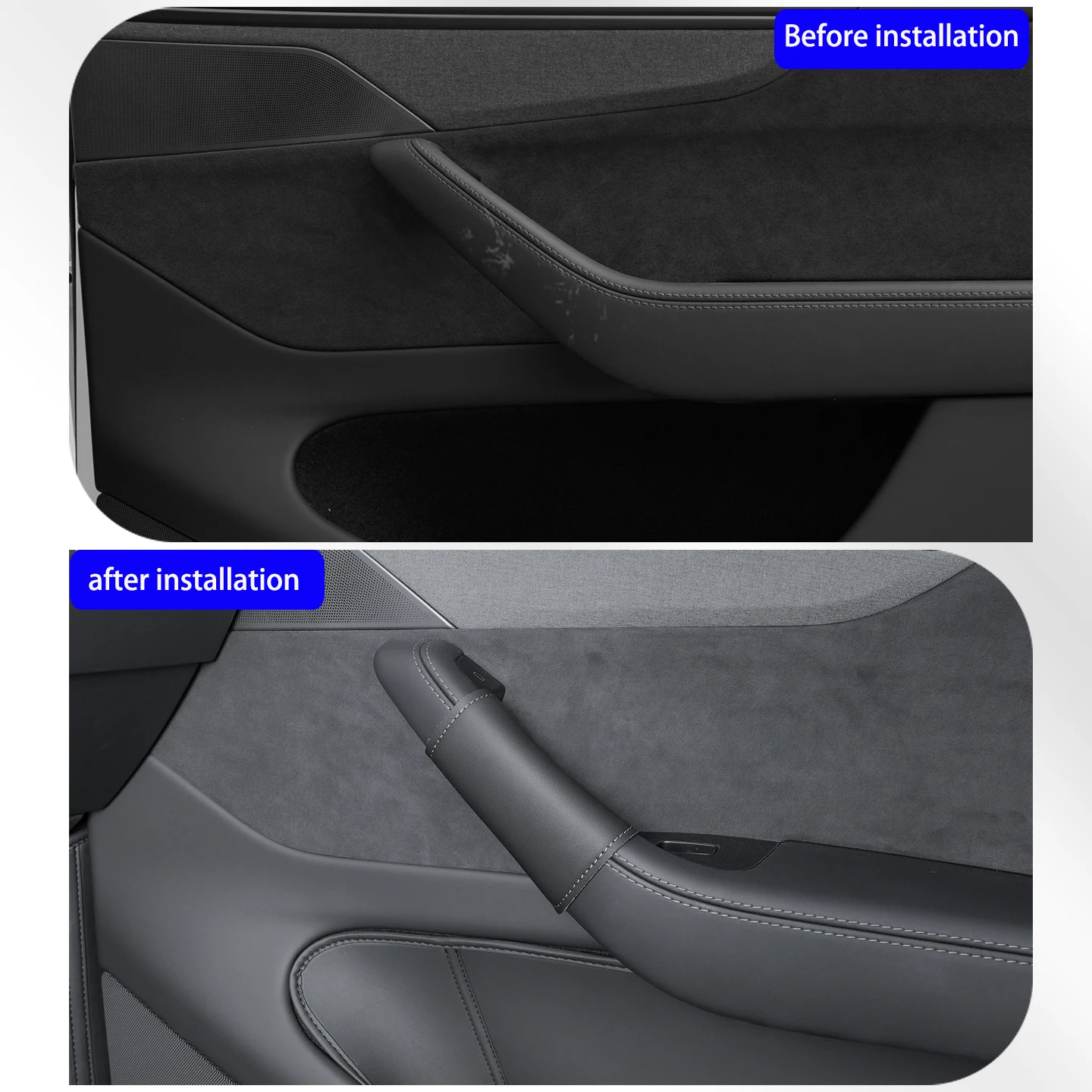 Suitable for 21-26 Tesla Updated Model Y Model 3 Interior Door Handle Protective Cover Leather Patterned Gloves