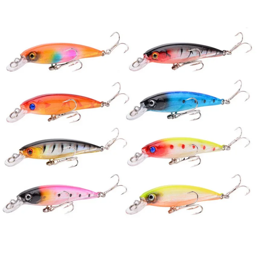 18 Pcs Minnow Fishing Lure Mixed Colors Set Sinking Wobblers Crankbaits Tackle Artificial Hard Bait with Hooks for Pike Bass