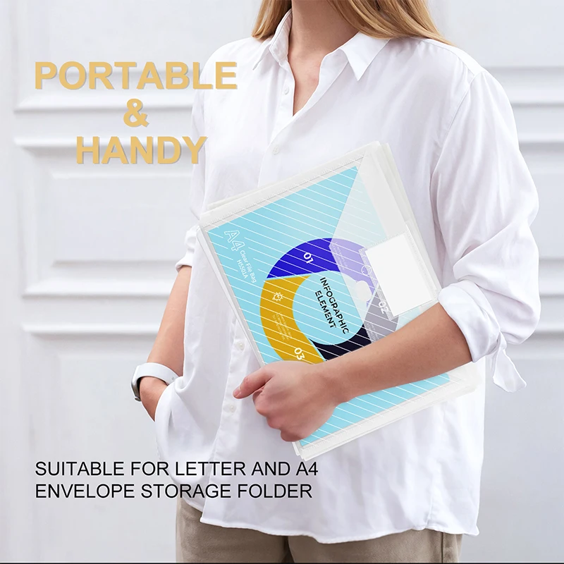 مجلدات ملفات مظاريف بلاستيكية شفافة من هواجي، حامل مستندات مع جيب ملصق لمنظم المكتب المنزلي للمدرسة بحجم حرف A4