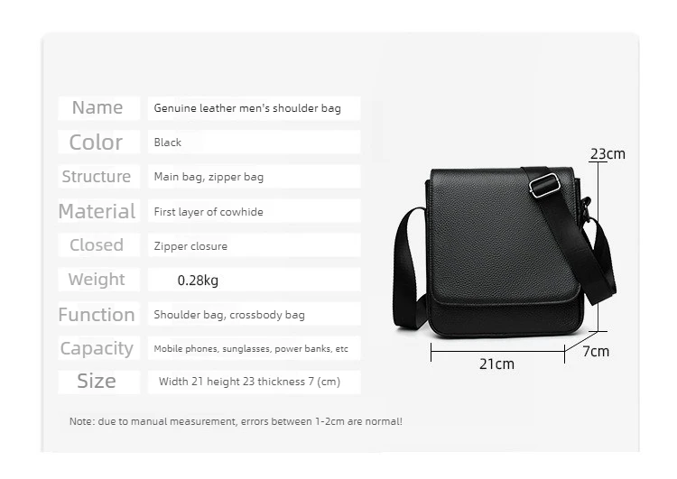 New Business-style Men's Single-shoulder Bag, Stylish and Simple Cross-body Bag, Large-capacity Vertical Style Cross-body Bag