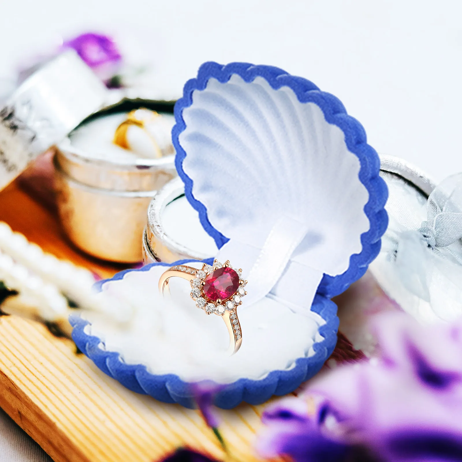 

2pcs Lint Shell Jewelry Box -Resistant Smooth Edges Storage Case For Earrings Rings Bracelets Portable Organizer