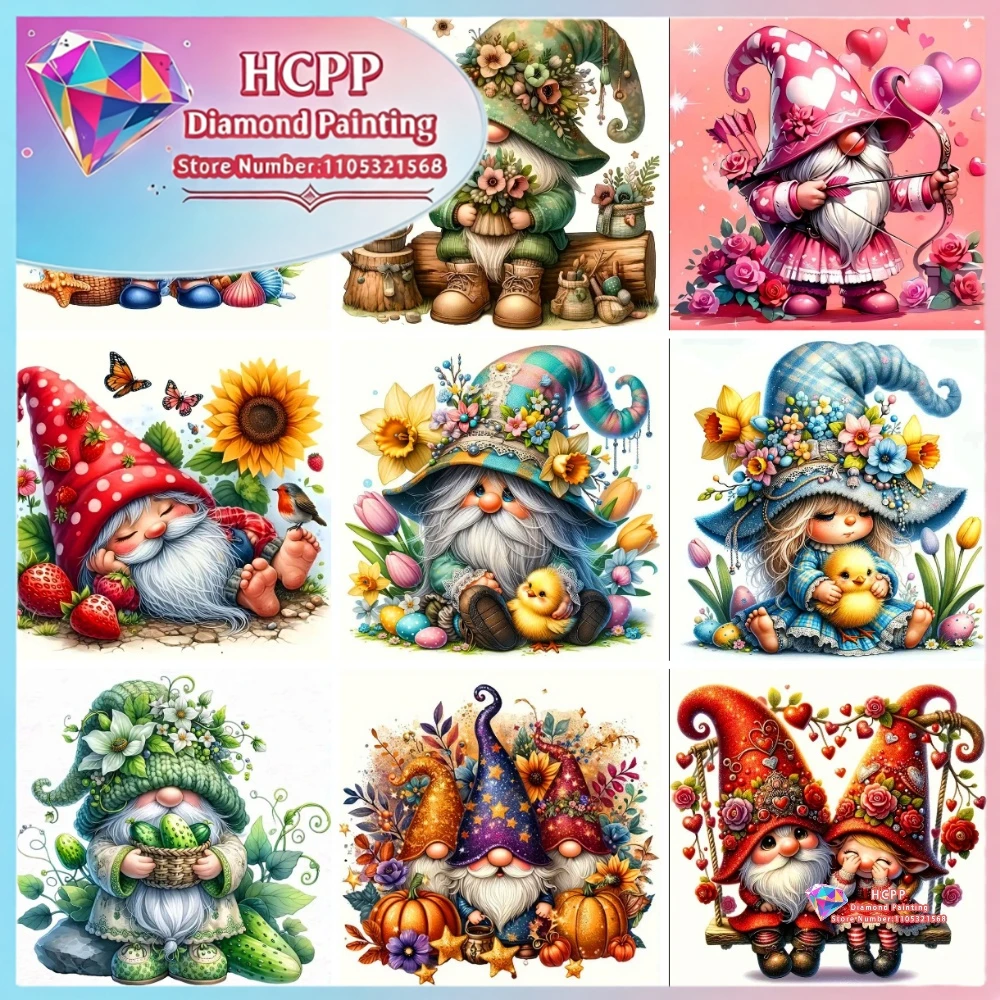 Neues Weihnachtsmann Niedlicher Gartenzwerg Diamant-Malerei-Set Quadratische Runde Diamanten 5D DIY Mosaik Handgemachte Kunst Einzigartiges Exquisites Geschenk Heimdekoration
