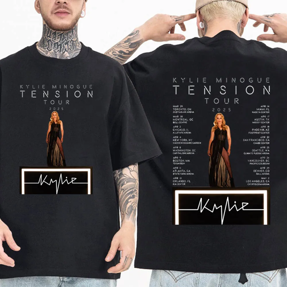 Kylie Minogue Tension World Tour 2025 Short Sleeve T-shirt Man Women Harajuku O-neck Summer Casual Shirt