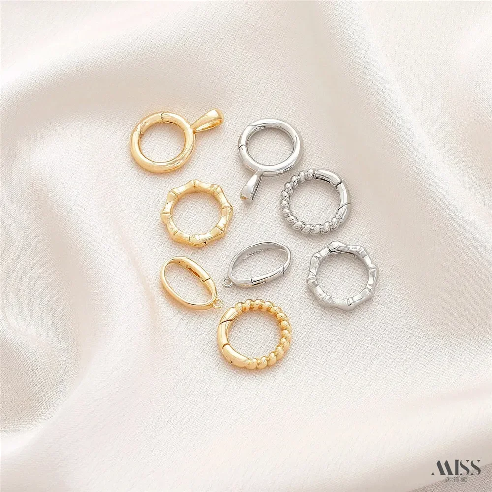 14K Gold Color Bamboo Joint Oval Lobster Buckle Special-shaped Spring Buckle DIY Bracelet Necklace Pendant Connecting Button Hea
