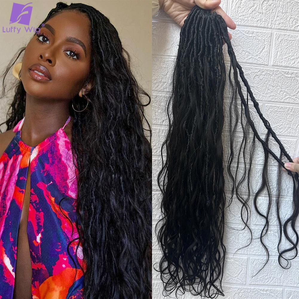 Body Wave Crochet Boho Locs With Human Hair Curls Pre Looped Goddess Locs Crochet Hair With Human Hair Curly Ends Synthetic Locs