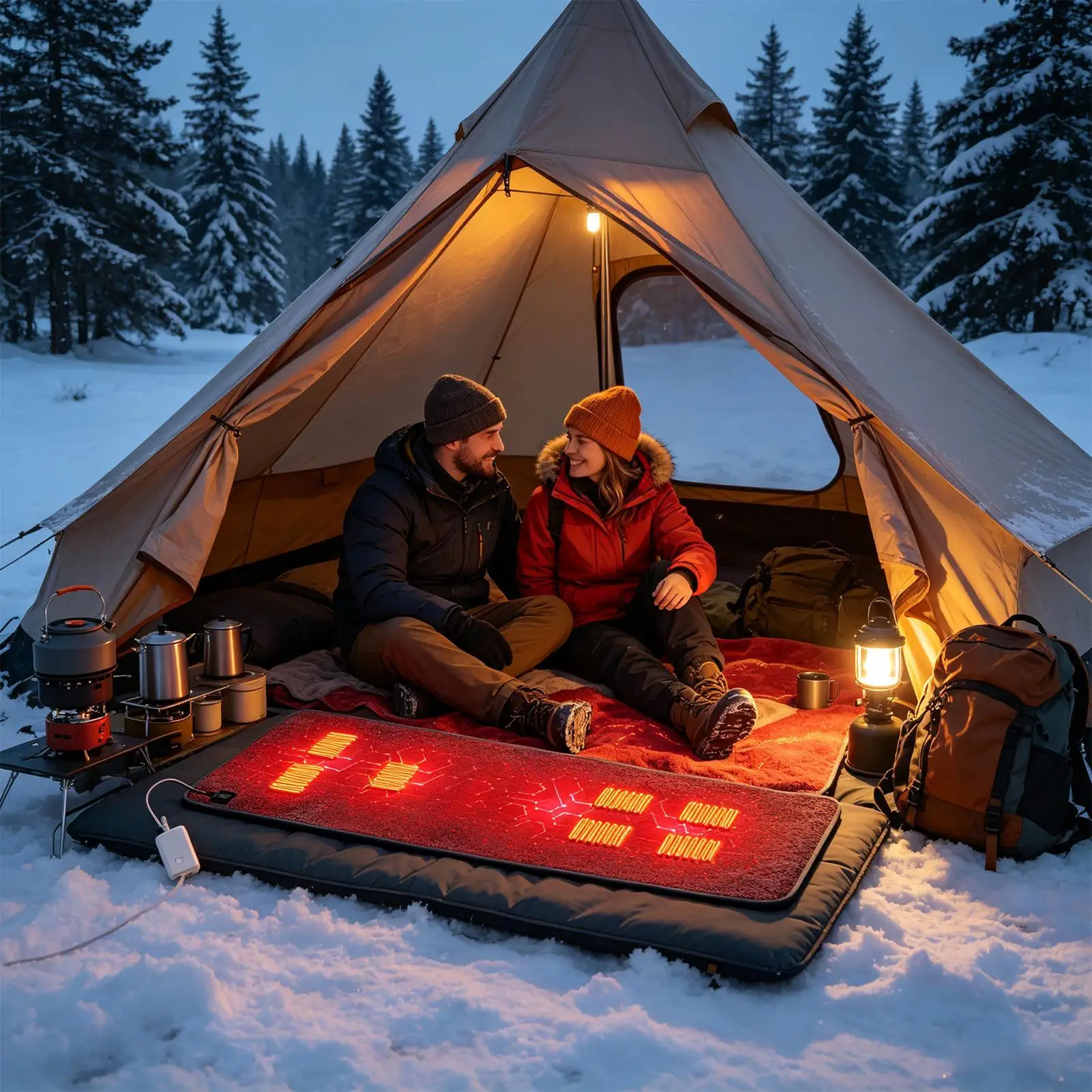 Thermal Sleeping Bag Liner USB Charging Felt 3 Levels Washable Mat Sleeping Bag Heated Blanket for Sofas Beds Midday Rest