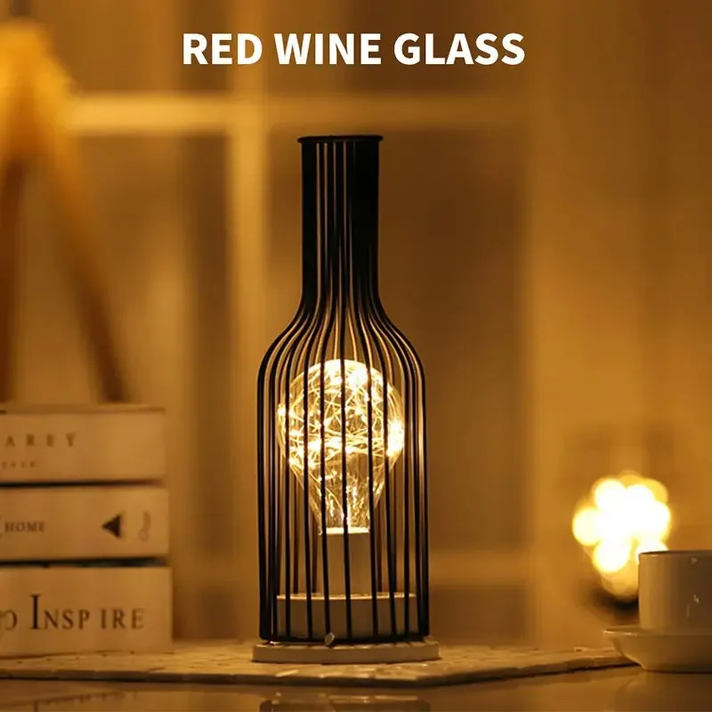 GGBingo DIY Creative ขวดไวน์ตกแต่ง Night Light Nordic Iron Art บรรยากาศโรแมนติก Light เดสก์ท็อปตกแต่งของขวัญ