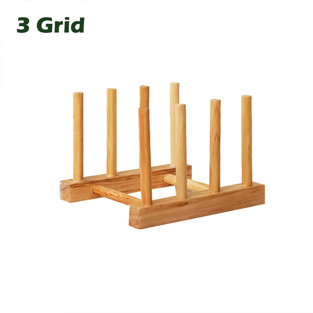 

Bowl Bamboo Organizer Rack Kitchen Accessories Drain Storage Shelf Plate Stand Dish Drainer Pot Lid Holder