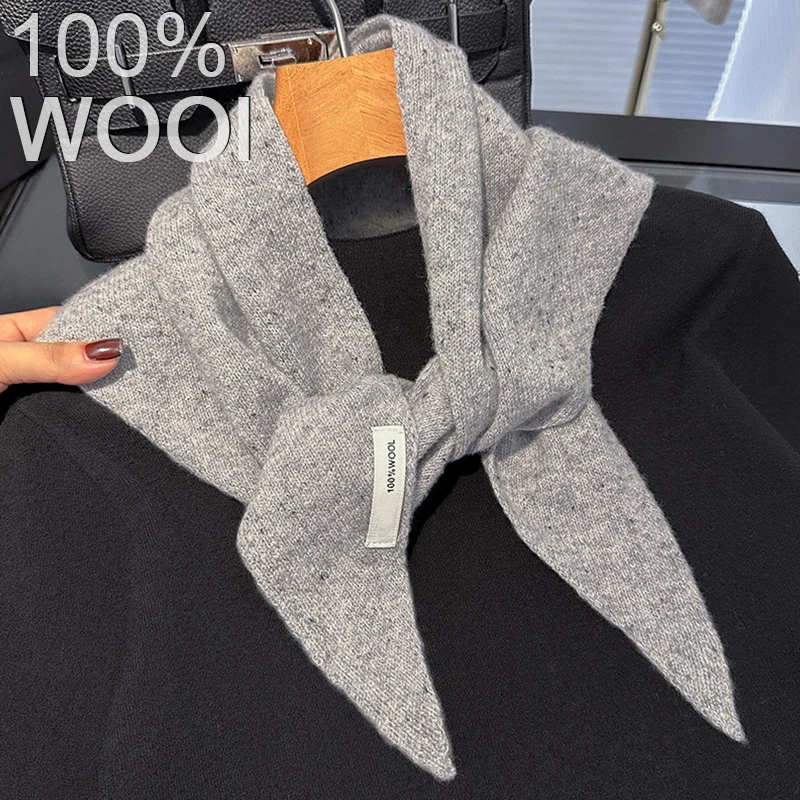 

British Triangle Scarf Niche 100% Wool Triangular Cashmere Scarves for Women Warm Winter Shawls Wrap Lady Poncho Head Scarf