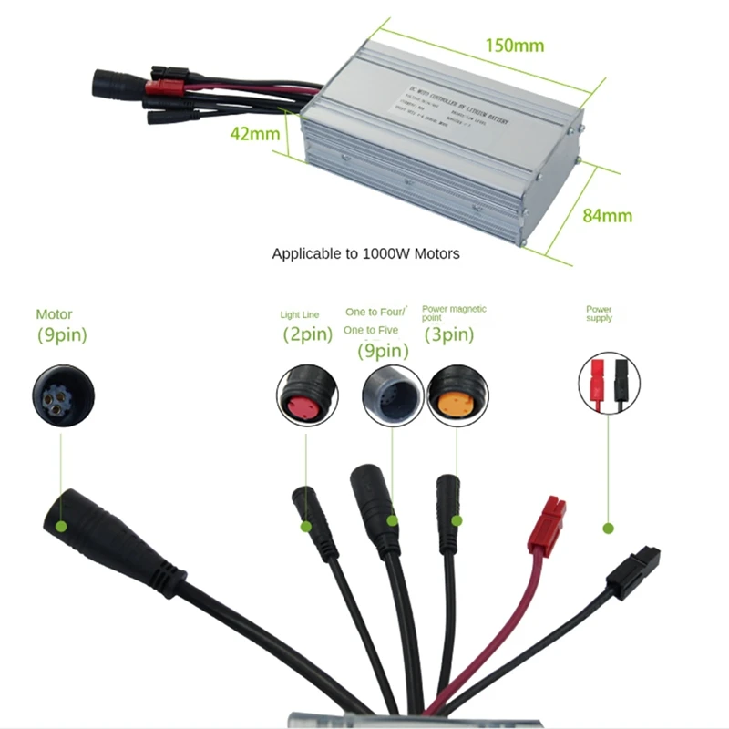 30A Waterproof Head Controller Kit Ebike Controller Kit SW900 Display Sine Wave Controller 36/48V1000W