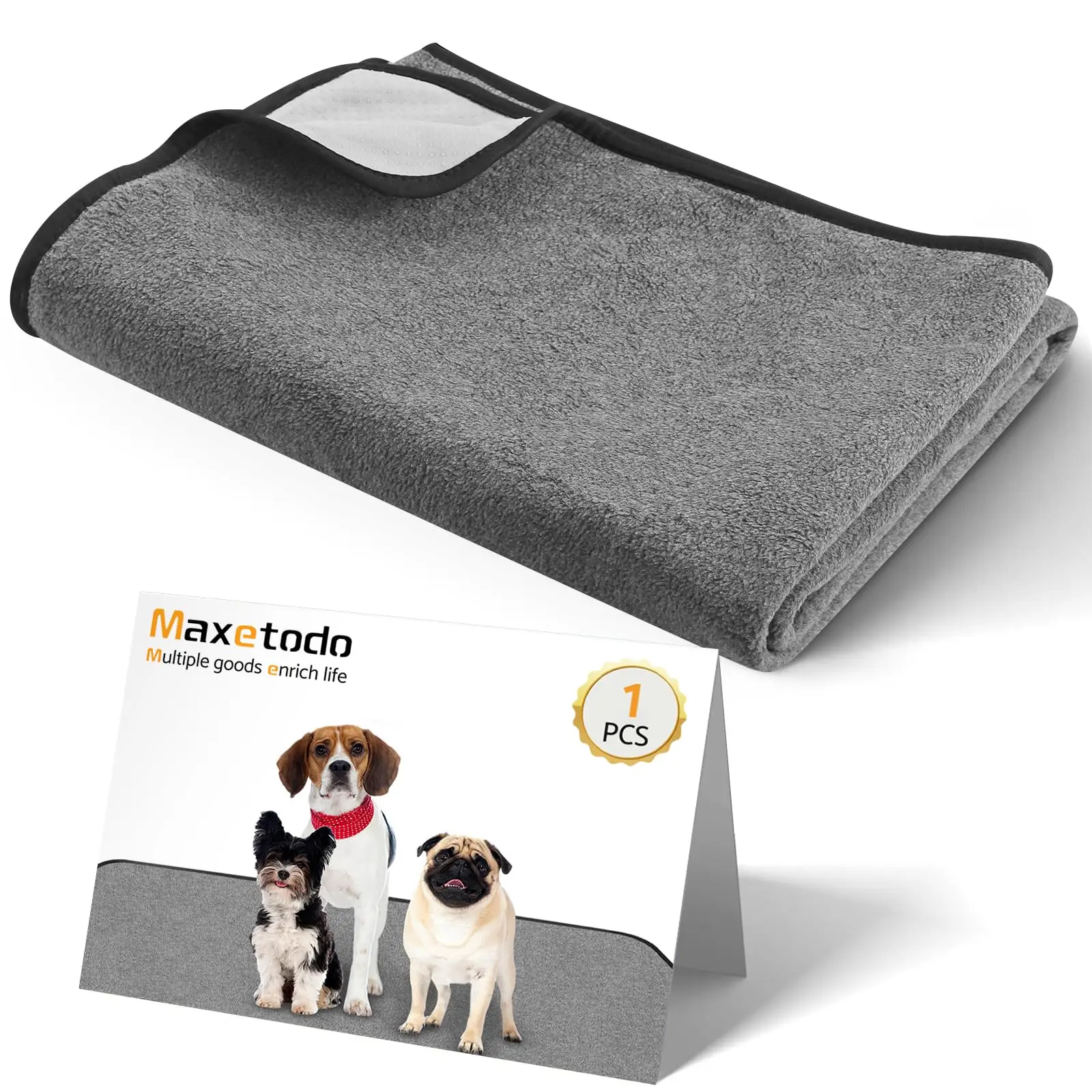 

Reusable Washable Dog Pee Pads 1 Pack 66"x49" Super Absorbent Shake Fleece Fabric Waterproof Non-Slip Training Pad