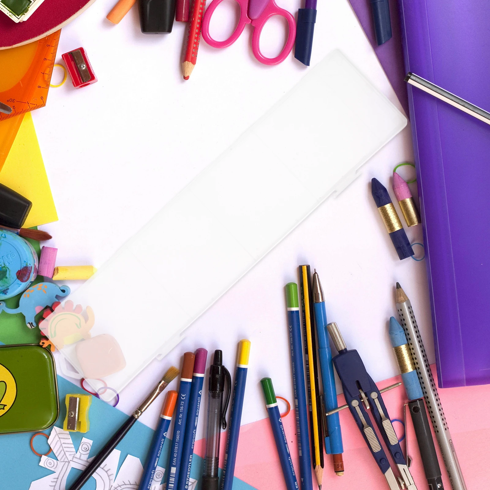 Clear Pencil Large Capacity Transparent Brush Storage Box Multifunctional Craft Pen Container Lightweight for School