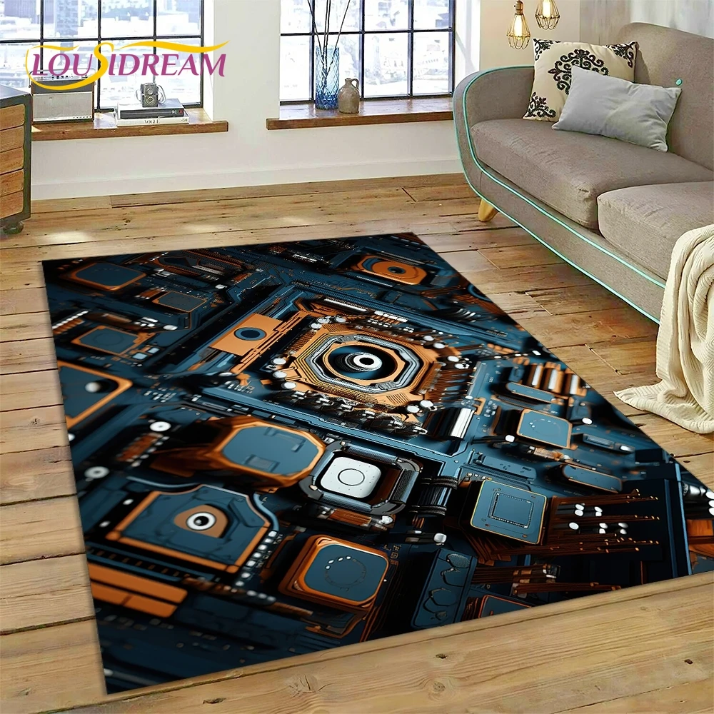 PCB Circuit Board 3D Chip CPU Rug Carpet for Living Room Bedroom Home Decor,Floor Mat Non-slip Decoration for Sofa Doormat Gift