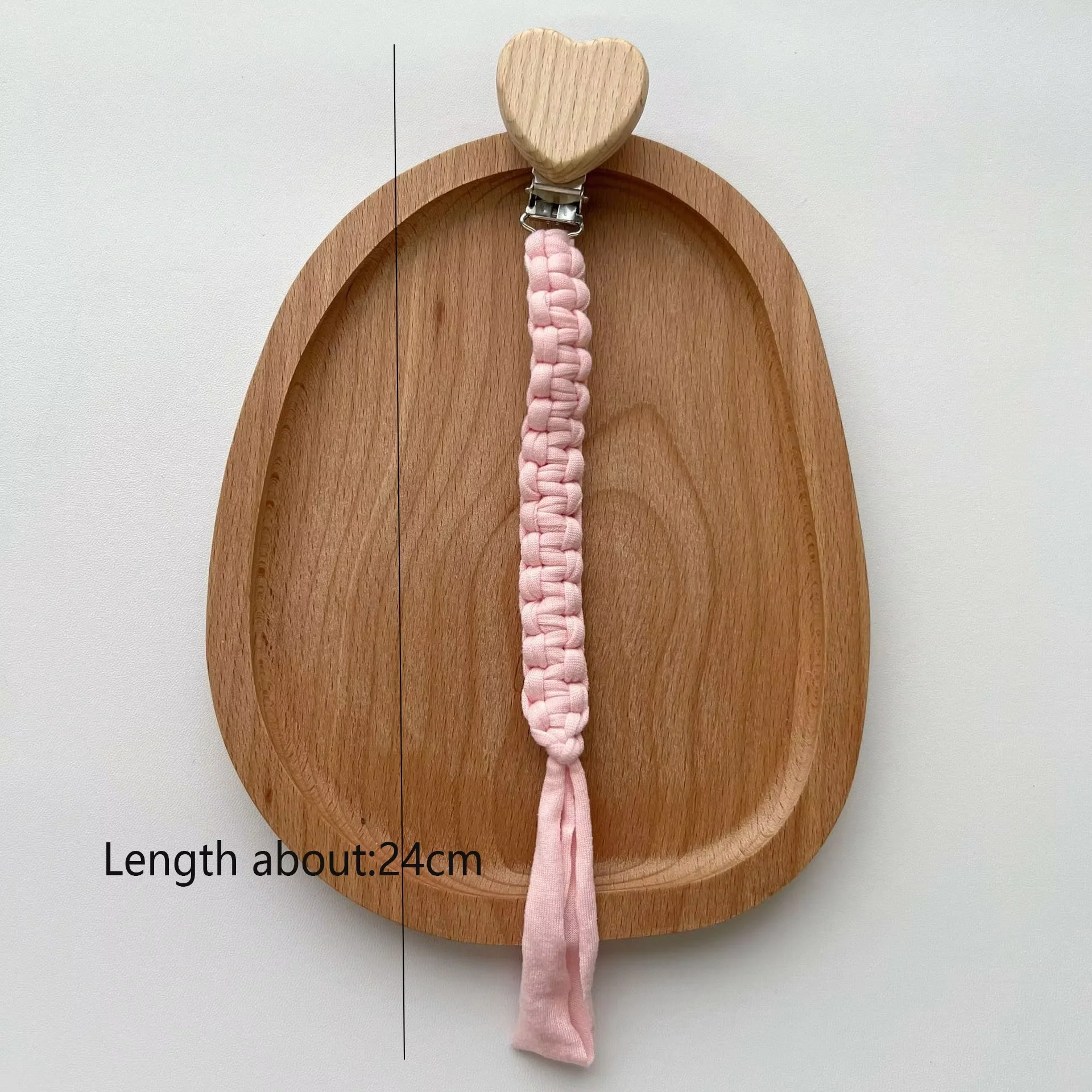 Baby Schnuller Clip Handarbeit Gewebt Elastische Seil Schnuller Clip Herz Buche Clip Neugeborenen Schnuller Zahnen Kleber Anti-drop Kette – Detail 5