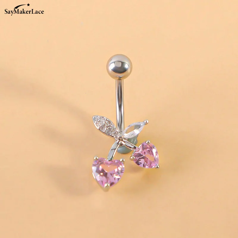 Fashion Butterfly Heart Pendant Stainless Steel Belly Button Piercing Ring For Women Girls Sexy Body Jewelry Accessories Gifts