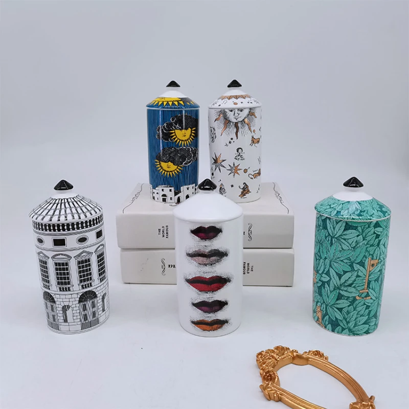 Luxury Frosted Ceramic Candle Jar with Lid Aromatherapy Scented Candle Container Modern Home Decor Gift Set Holiday Decor
