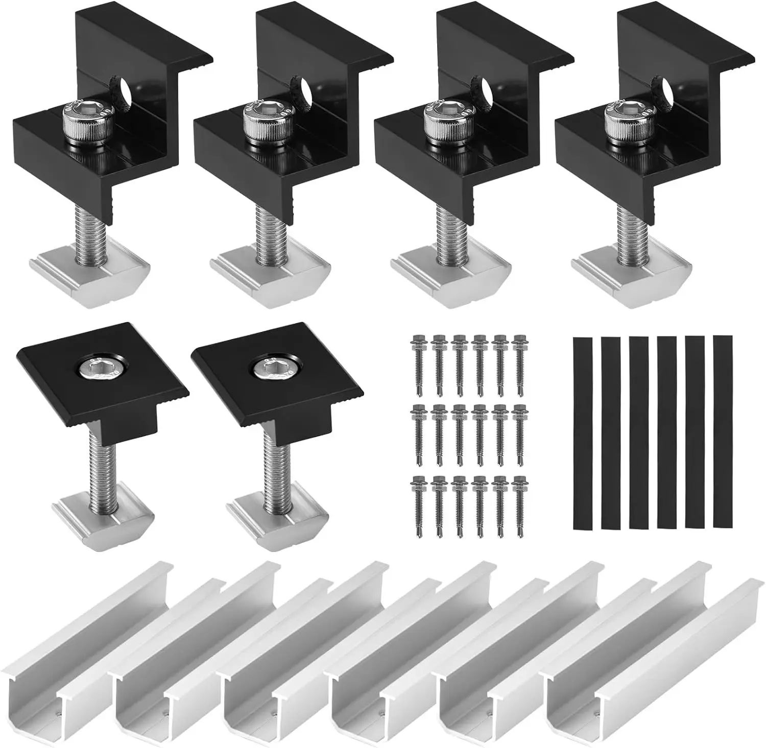 6pcs/set 12cm U-shape Solar Panel Bracket Kit  Aluminium Mounting Rail Solar Mounting Rail Connector For Flat Roof Tiled Roof