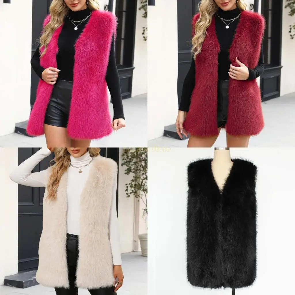 سترة صوفية منفوشة دافئة للنساء من 31BF، كاجوال فضفاضة بدون أكمام، سترة ناعمة #1