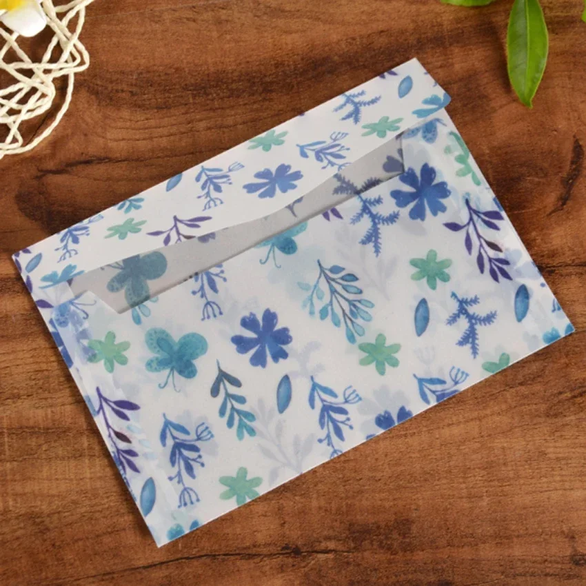 10pcs Sheer Beauty 12.5 by 17.5 Centimeter Translucent Sulfuric Acid Paper Envelopes, Adorned with Stunning Colorful Patterns