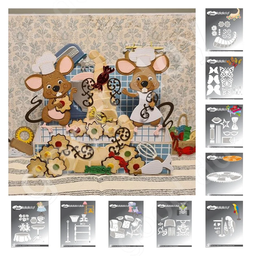 나비 앵무새 새해 장식품, 금속 절단, 스크랩북 저널링, 장식 엠보싱 DIY 인사 카드, 수제