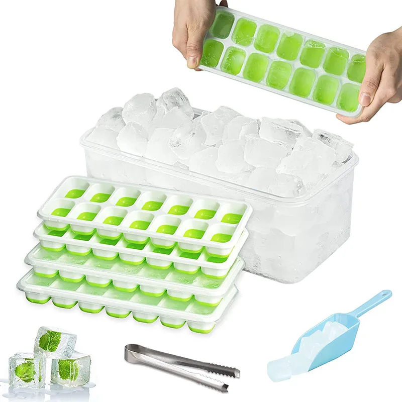 

Green 14 Grid Square Soft Bottom Silicone Ice Cube Mold DIY Easy To Demould Summer Homemade Ice Cube Box