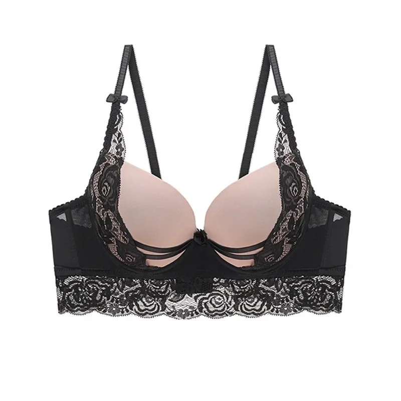 Сексуальный кружевной полый бюстгальтер Невидимый бюстгальтер без косточек Сексуальные кружевные бюстгальтеры пуш-ап Черный Красный чашка BC Нижнее белье больших размеров Бюстгальтеры для женщин