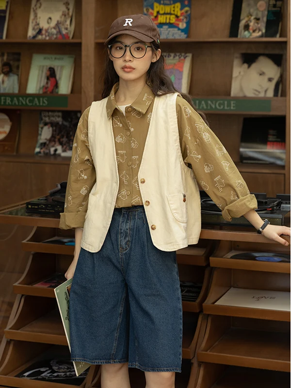 

Свободный повседневный рабочий жилет на одной пуговице, художественный топ, женский, весна-лето, новинка, однотонный, в японском стиле