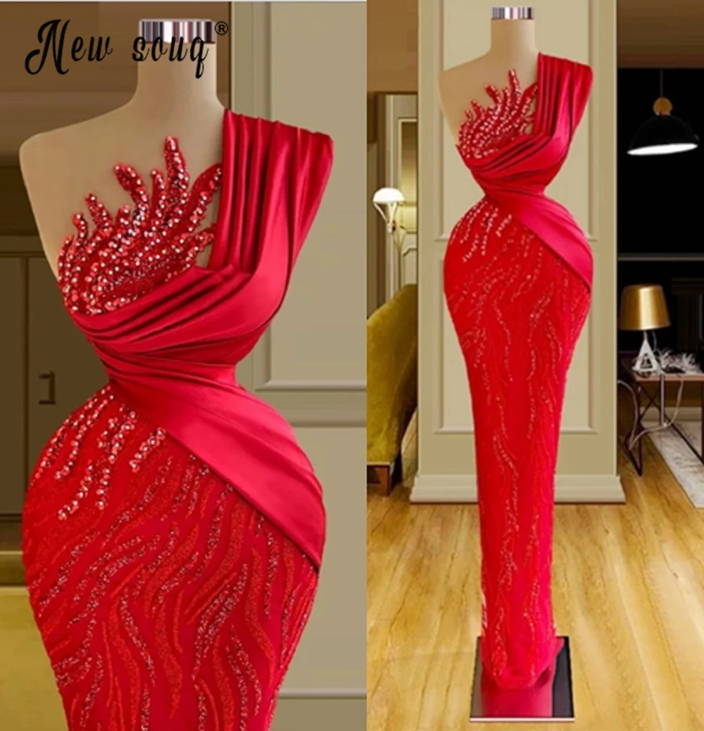 

Unique Design Red Long Prom Dress Elegant Beading Mermaid Evening Dress Women Wedding Party Gowns Vestidos De Noche