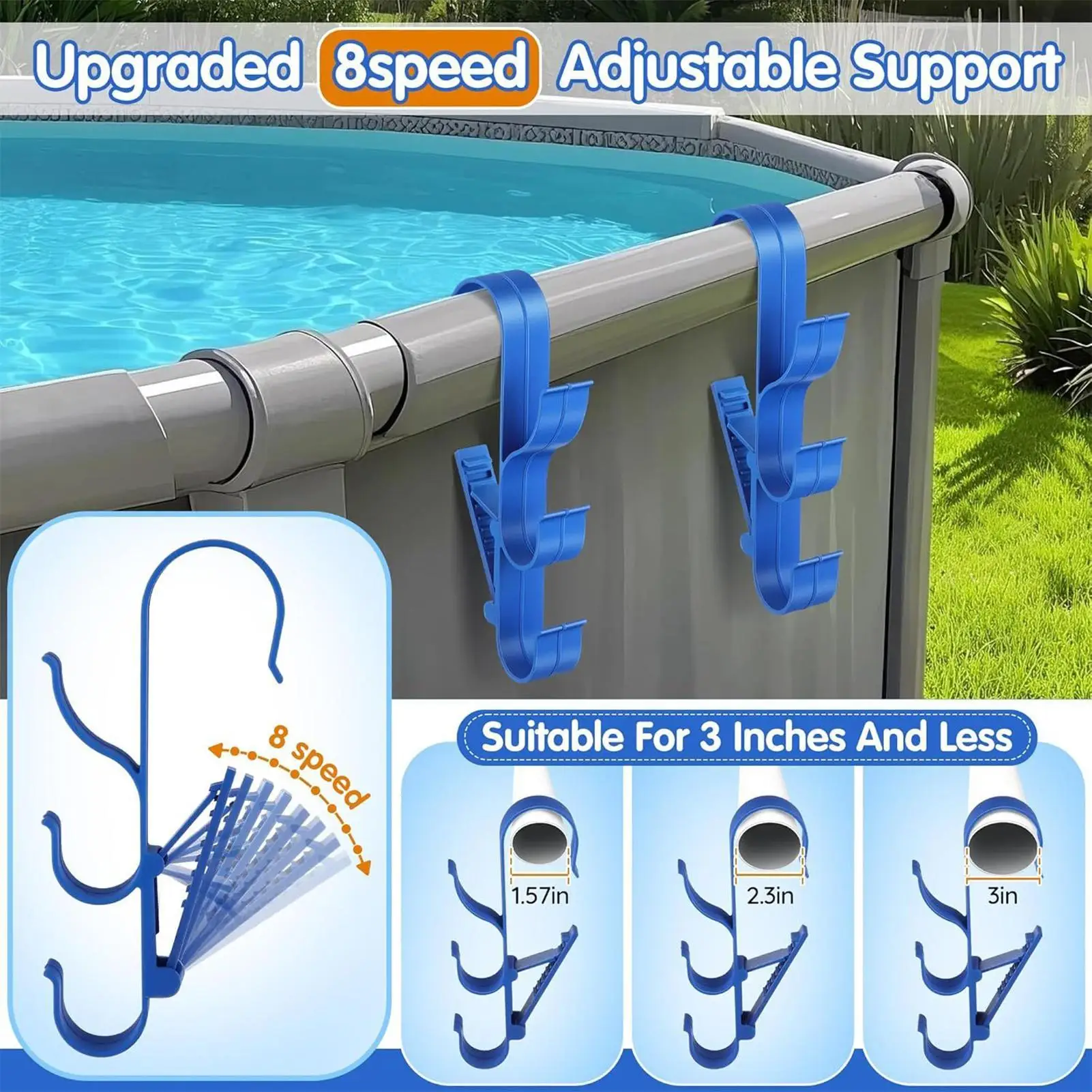 2PCS Poolside Pool Skimmer Net Holder Plastic Pool Pole Hooks Ground Outdoor Hot Tubs Accessories view 5