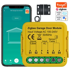 Tuya ZigBee Gate Opener Intelligent Garage Door Controller Module Mobilephone Remote APP&Voice Control Compatible with Alexa