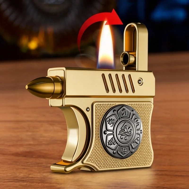 New Premium Fidget Spinner Lamp Oil Cool Lighter Zinc Alloy Auto Eject Open Flame Safety Lock Window Breaker Men Collection Gift