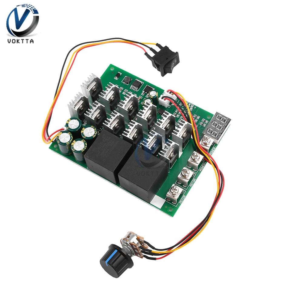 DC10-55V 60A PWM Speed Controller 0-100% Adjustable DC Motor Infinitely Variable Speed Switch Digital Tachometer 12V 24V 36V 48V