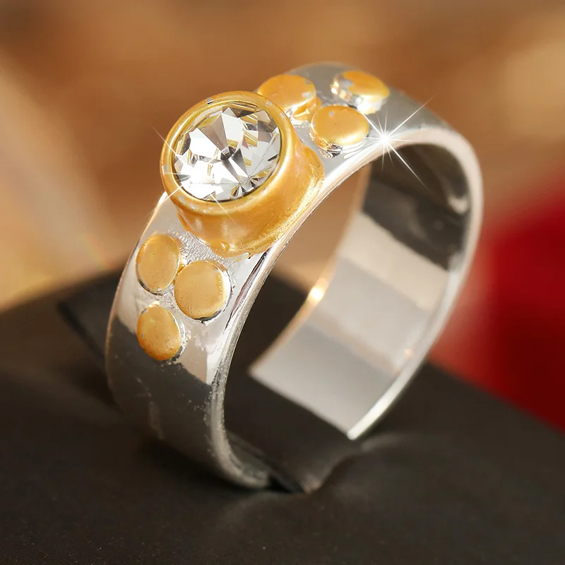Women's Fashion Polka Dot Texture Circle Ring Inlay Cubic Zircon Daily Commute Fashion Ring Jewelry Accessory
