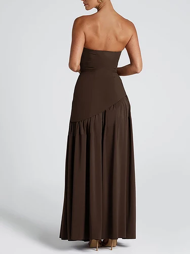 Imagen 2 del producto 2025 Vestido largo sexy con espalda descubierta y abertura alta para mujer, vestido mono de color sólido, nuevo estilo