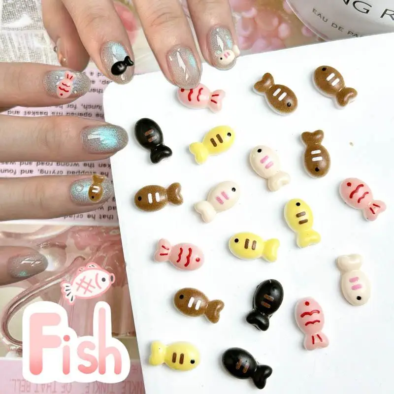 Cartoon Simulated Chubby Fish Resin Nail Art Decorations Cute Painted Small Fish Nail Charms Accessories Handmade DIY Manicure