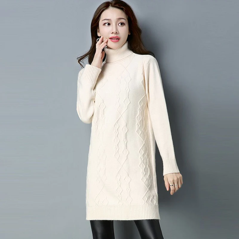Turtle Neck Women's Fleece In Autumn And Winter Of  The New Korean Version Of Loose Pullovers And Long Knitted Bottoming Shirts.