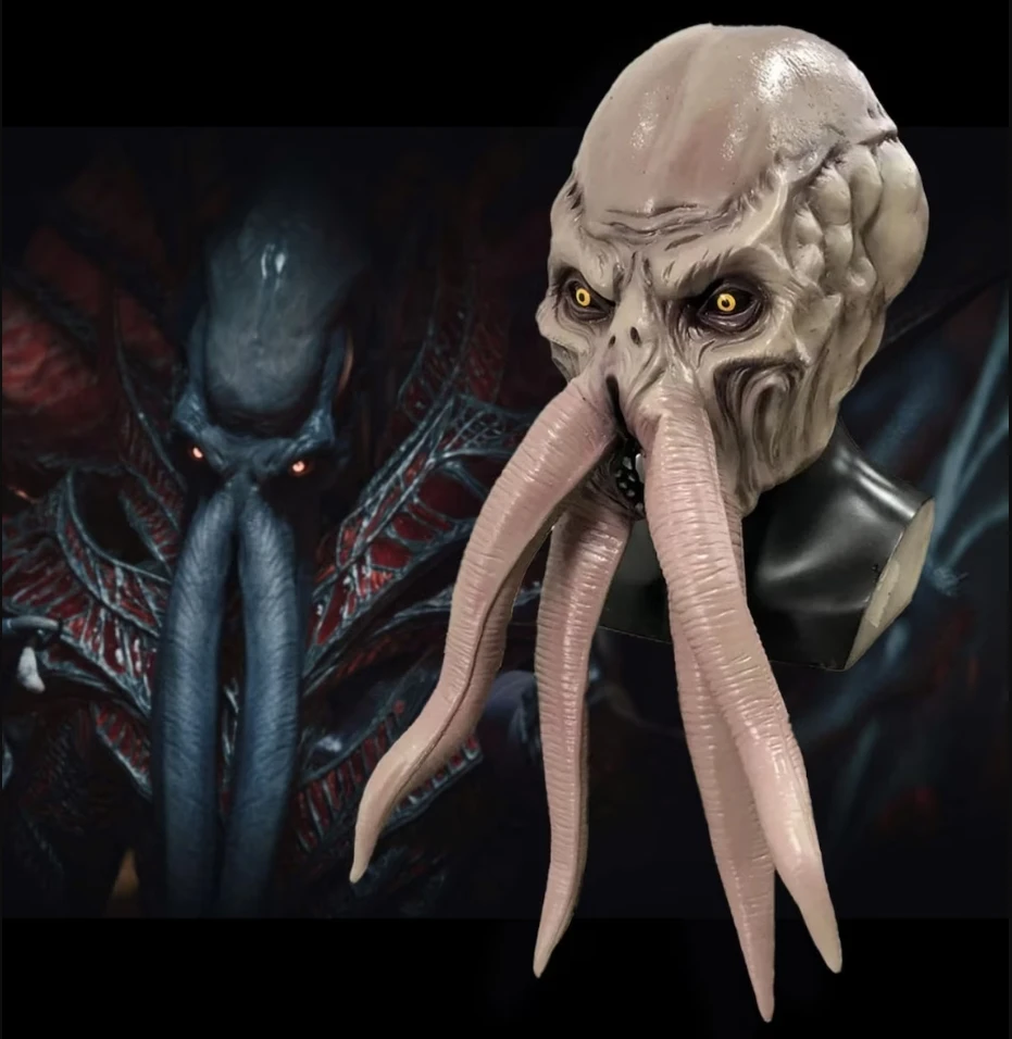 Game Baldur Gate 3 Lllithid Mind Flayer Squiddy Mask  BG3 Octopuses Monster Latex Helmet For Halloween Costume