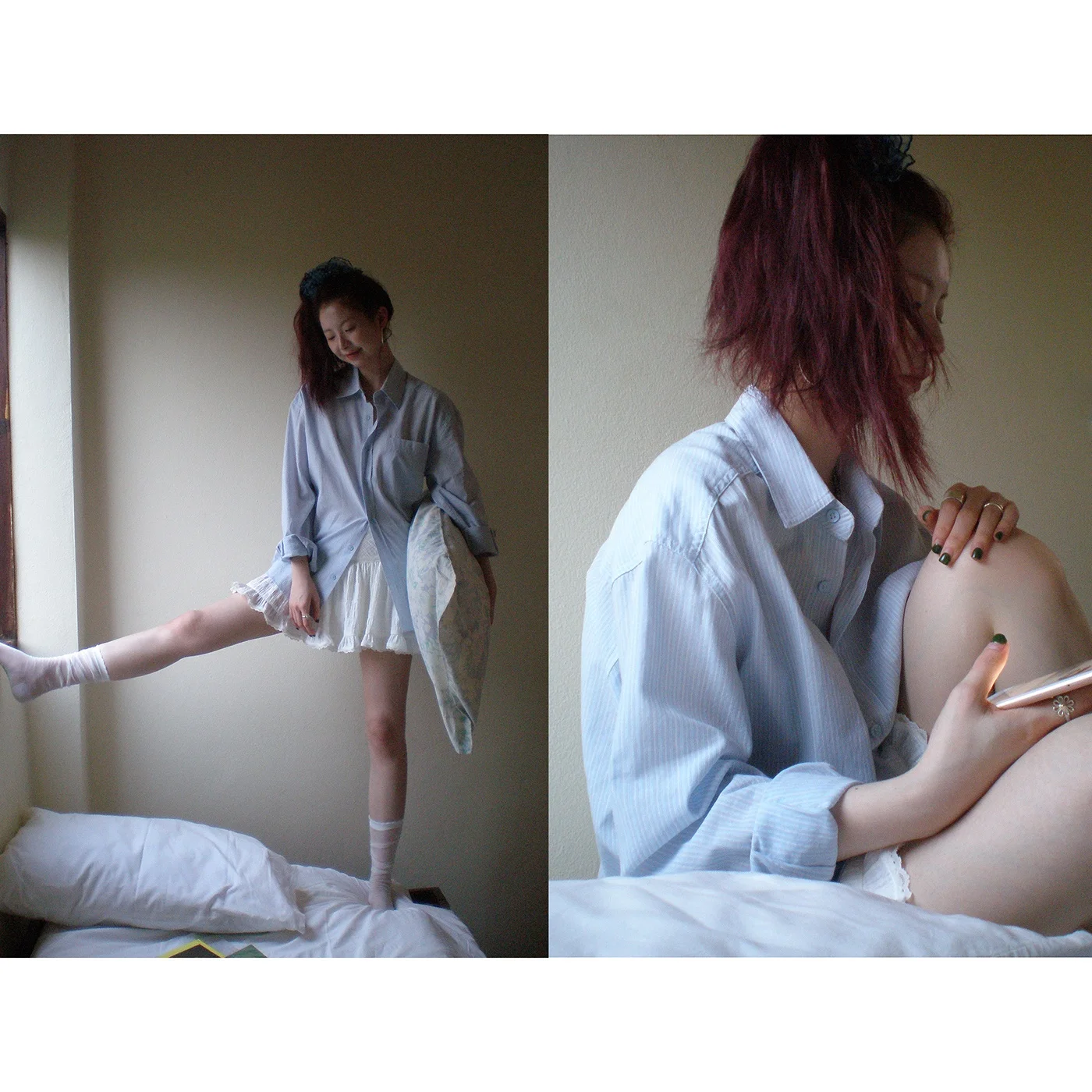 

HelloooEat Женская свободная рубашка из чистого хлопка с длинным рукавом, легкая, повседневная, в полоску, в корейском стиле, весна-лето, модная