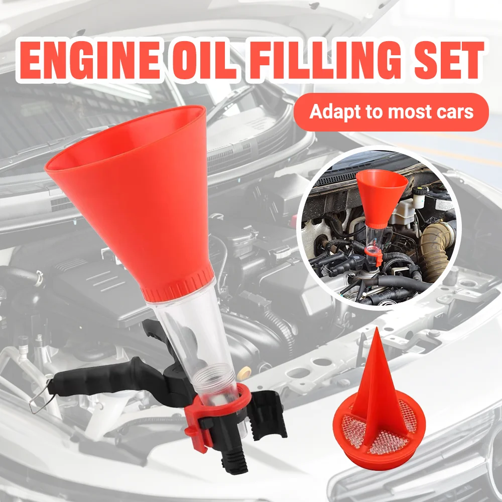 

Car Engine Oil Filling Funnel Adjustable Width Holding Clamp Leak Proof PVC For Gasoline Diesel Brake Fluid Tool