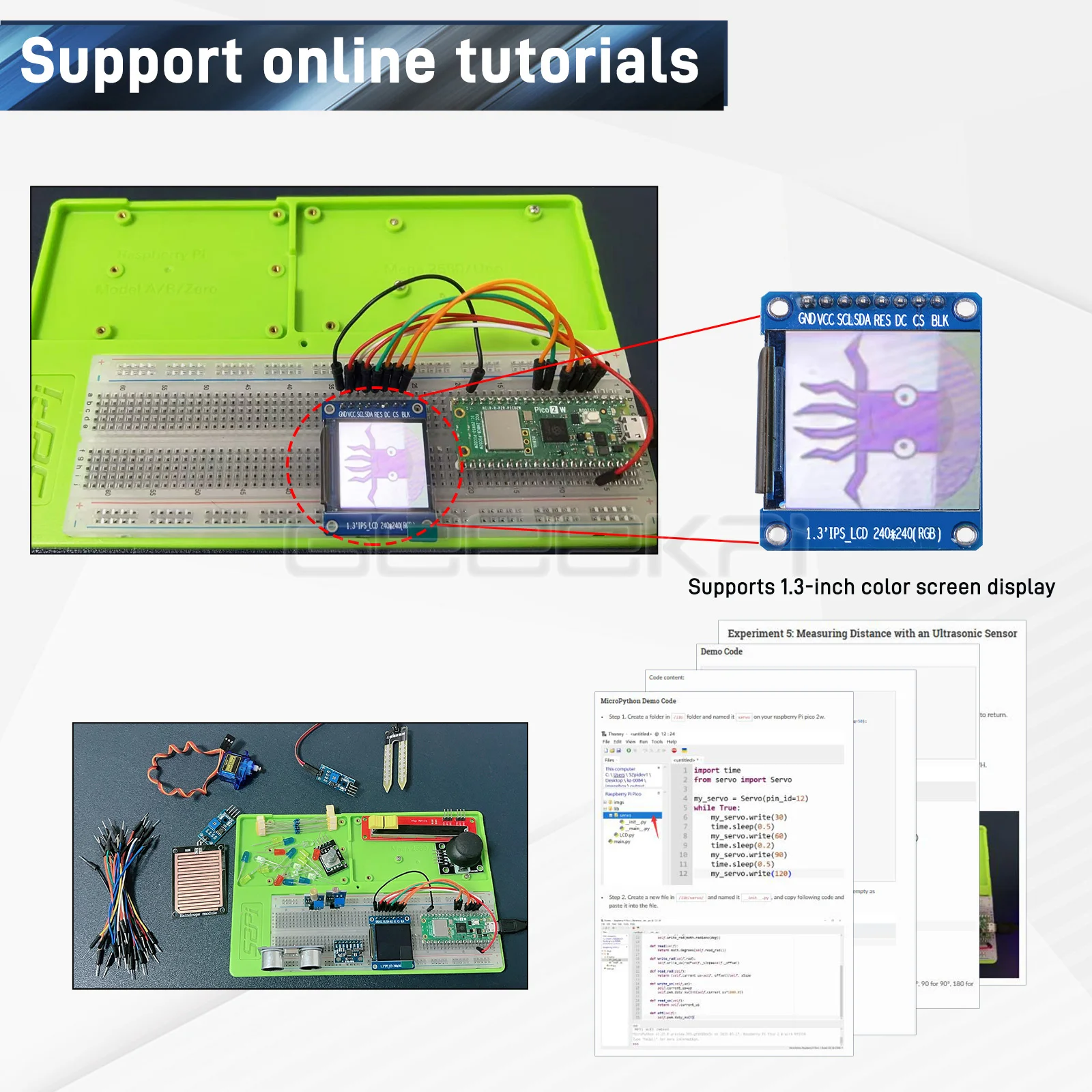 GeeekPi Raspberry Pi Pico 2 WH Ultimate Starter Kit Programming Experiment Breadboard LED Sensor DIY