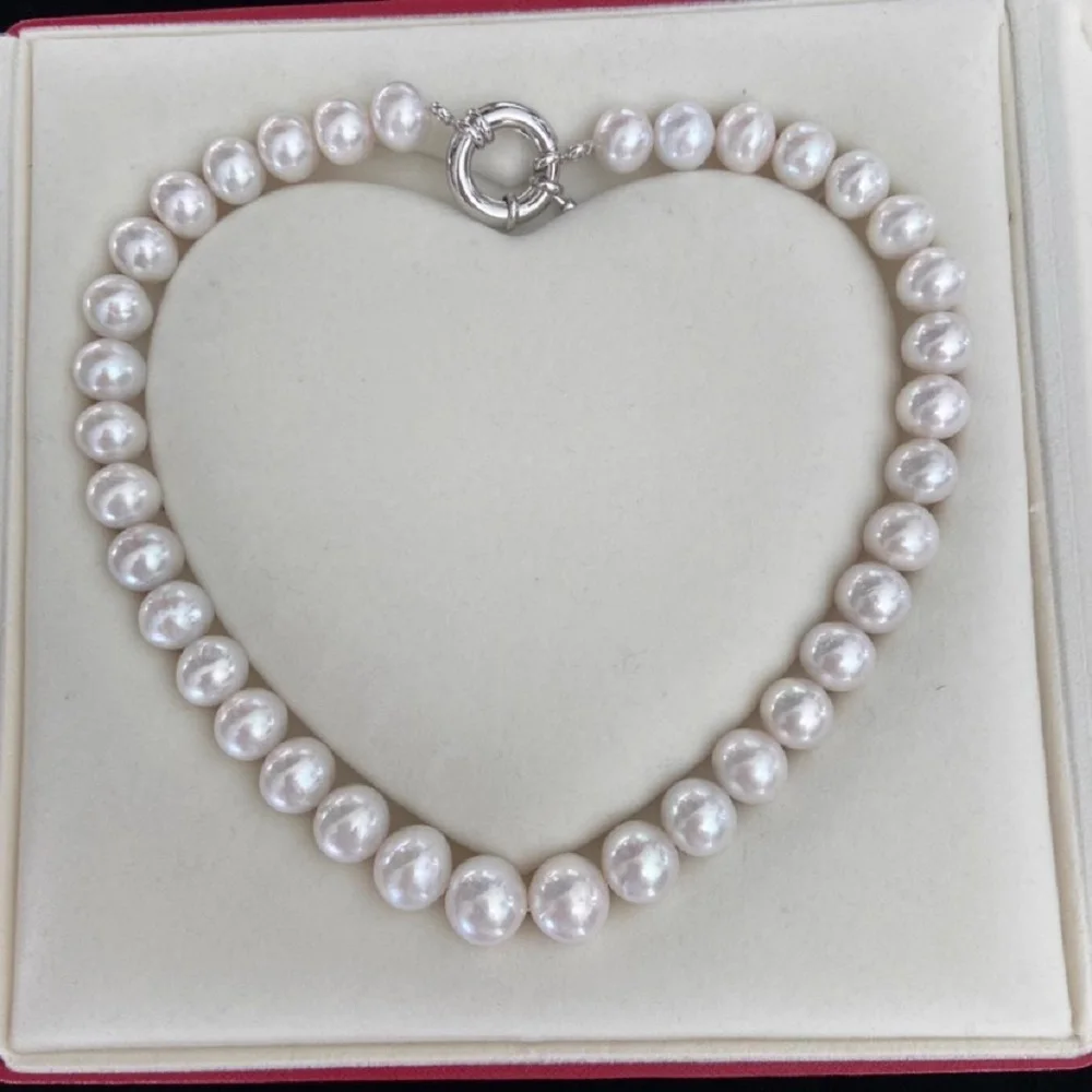 

Giant AAAA 12-14mm natural pearl necklace for women's fashion temperament, high-quality necklace 925s-18inch