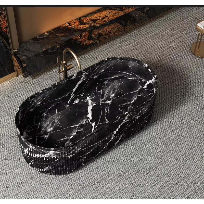 

2025 new Bathtub Factory Stone Resin Bath Tub , black marble color Composite Bathtub Manufacturer, Acrylic Resin Bathtub