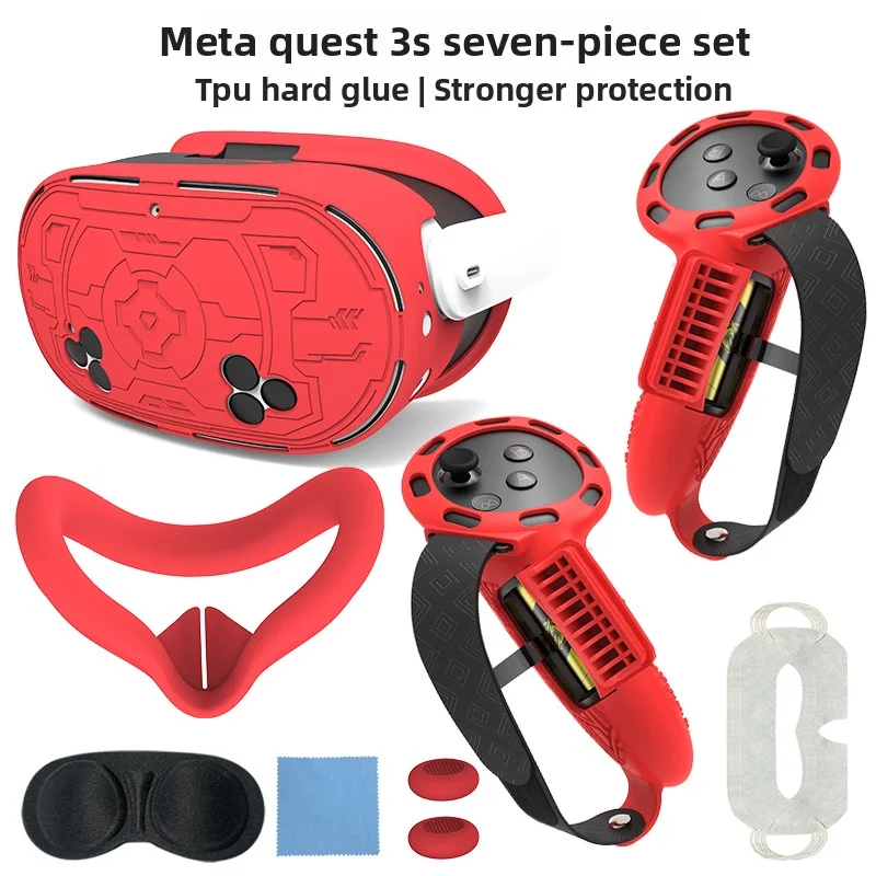 

For Meta Quest 3S TPU Case Quest3s Mainframe Case 7 Piece Silicone Grip Quest 3S Accessories Silicone Case Set