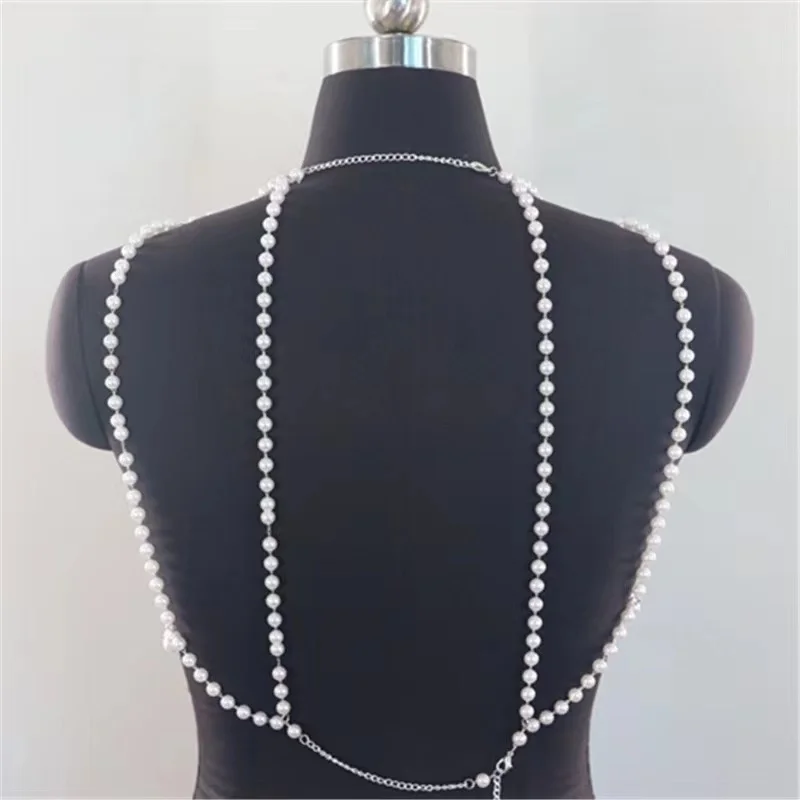 Fashion Personality Metal Pearl Breast Vest Chain European Trend Pearl Body Chain for Women Free Shipping