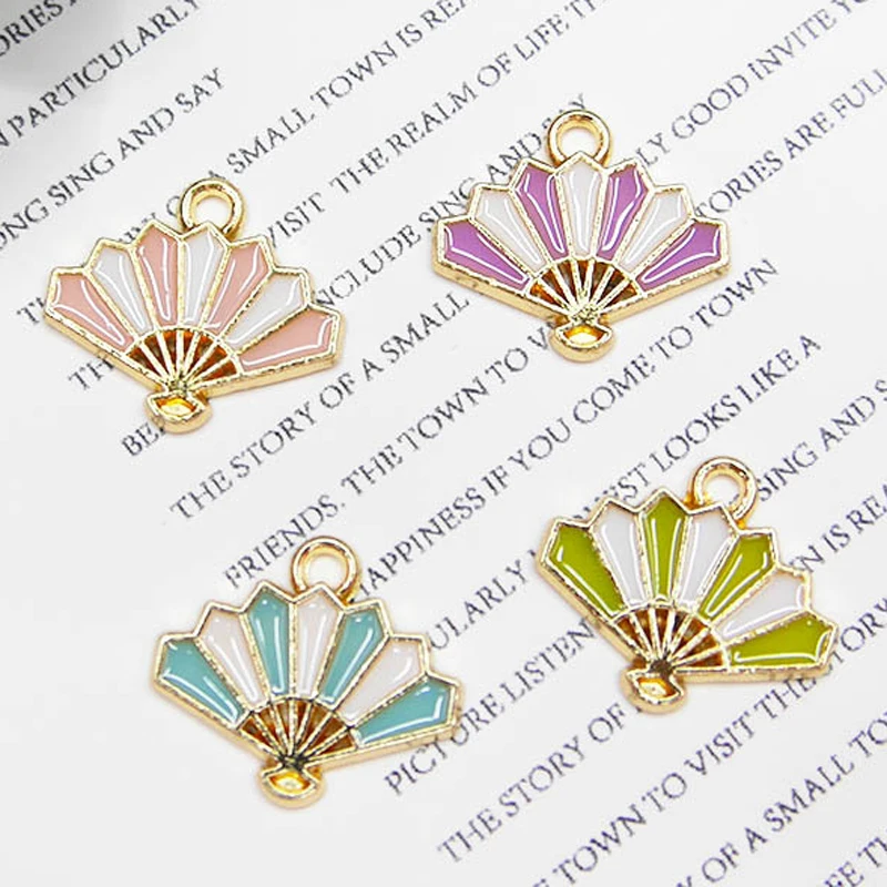 10Pcs Diy Japanese Popular Alloy Enamel Colorful Fan And Paper Crane Pendant Suitable For Diy Earrings/Necklaces/Keychain Access