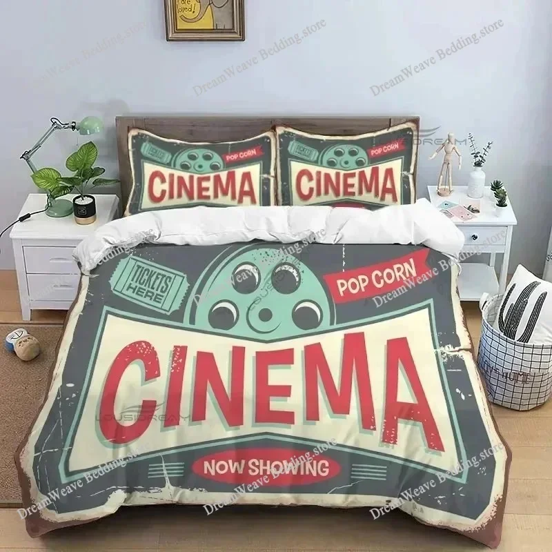 Movie Film Clap Board Patterns Comforter Bedding Set,Duvet Cover Bed Set Quilt Cover Pillowcase,King Queen Size Bedding Set592